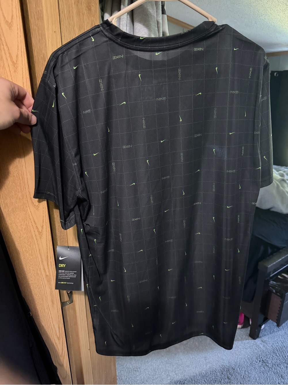 Nike Men’s Black Performance T-Shirt with Neon Accent Dri Fit